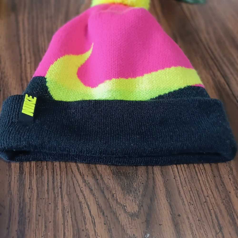 Nike Pink and Yellow Beanie Hat - Picture 1 of 2